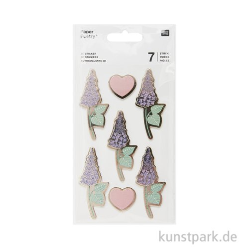 3D Sticker - Flieder, Blumen, 7 Aufkleber