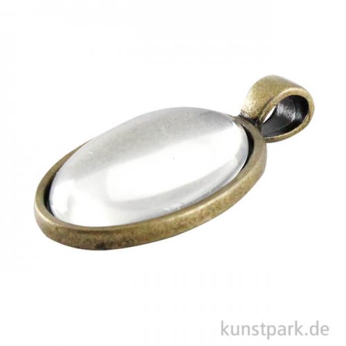 Anhänger Vintage Collection - Oval, 2x2,7 cm mit Cabochon Altgold