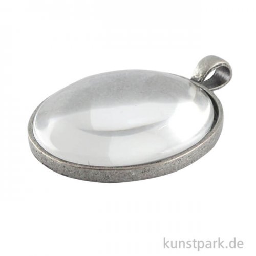 Anhänger Vintage Collection - Rund, Durchmesser 3,7cm mit Cabochon Altsilber
