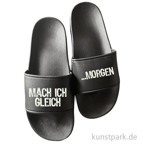 Badelatschen, Schwarz, Bedruckt, Design, Mach ich gleich