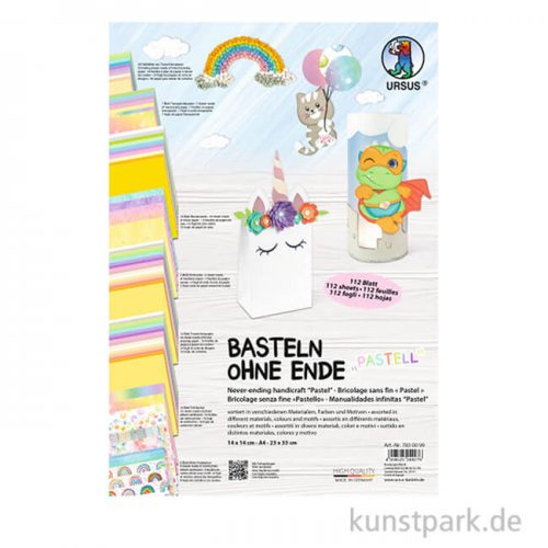 Bastelpapier Set - Basteln Ohne Ende, Pastellfarben, 112-teilig