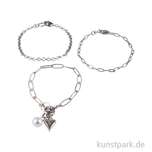 Schmuck Bastelset Armbänder Click + Match, Silber