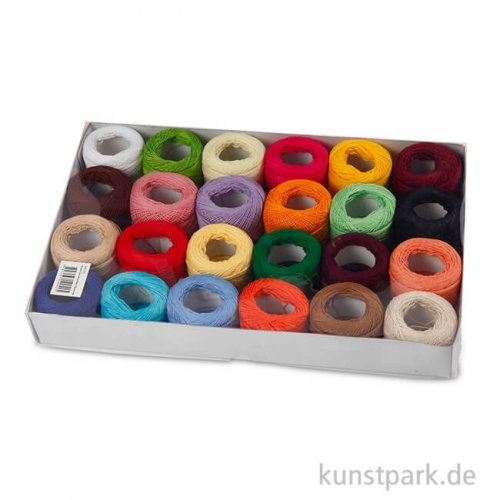 Baumwollgarn-Sortiment - Merzerisiert, 24 sortierte Farben x 20 g