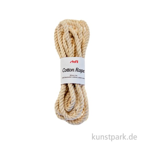 Baumwollkordel, Natur, Durchmesser 5 mm, Länge 3 Meter