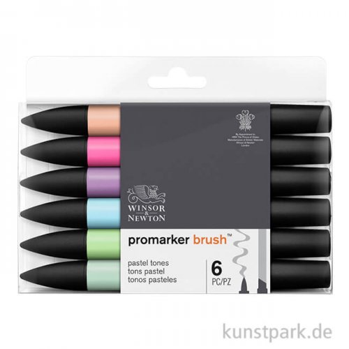 Winsor & Newton Brush Marker Pastelltöne, 6 Stifte im Set