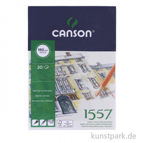 Canson 1557 Zeichenpapier, 30 Blatt, 180 g DIN A3