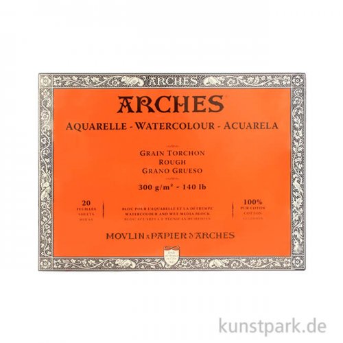 ARCHES Aquarellpapier rau, 20 Blatt, 300g 23 x 31 cm