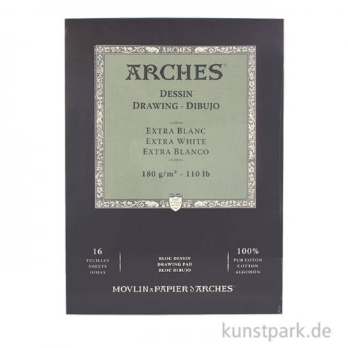 ARCHES DRAWING Extra Weiß, 16 Blatt, 180g 26 x 36 cm