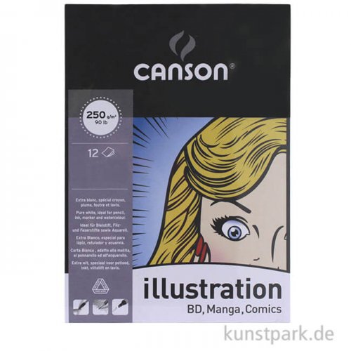 Canson Illustration, Manga und Comic Block, 12 Blatt, 250g DIN A3