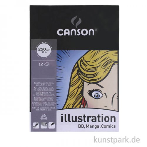 Canson Illustration, Manga und Comic Block, 12 Blatt, 250g DIN A4