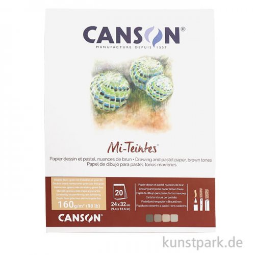 Canson MI-TEINTES Pastellblock - Brauntöne, 20 Blatt, 160 g/m²