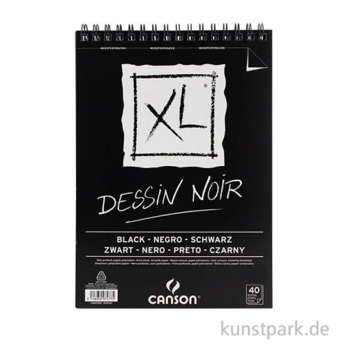 Canson XL Dessin NOIR Zeichenpapier, 40 Blatt, 150g DIN A4