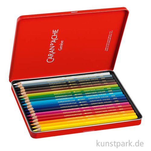 Caran d'Ache Supracolor Soft Aquarellstifte Metalletui mit 18 Farben