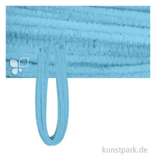 Chenilledraht Pfeifenputzer, Länge 50 cm, Stärke 9 mm, 10 Stück Farbe | Hellblau