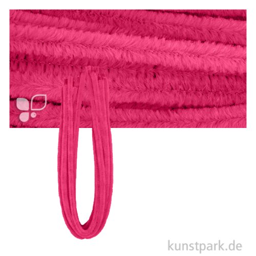 Chenilledraht Pfeifenputzer, Länge 50 cm, Stärke 9 mm, 10 Stück Farbe | Pink