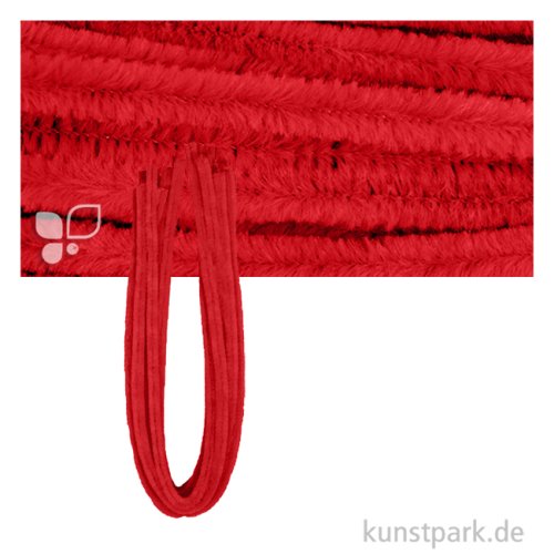 Chenilledraht Pfeifenputzer, Länge 50 cm, Stärke 9 mm, 10 Stück Farbe | Rot