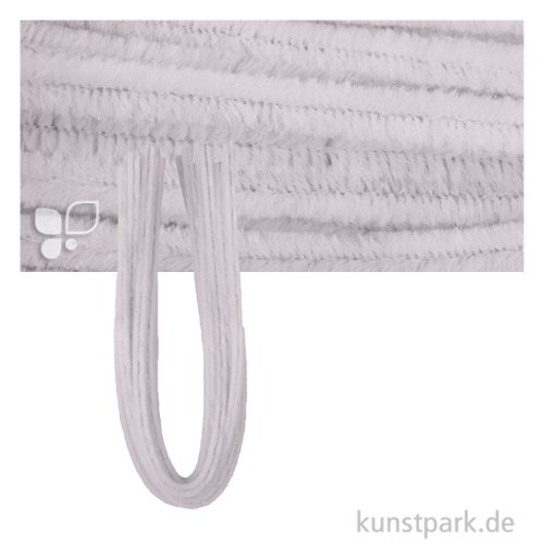 Chenilledraht Pfeifenputzer, Länge 50 cm, Stärke 9 mm, 10 Stück Farbe | Weiß