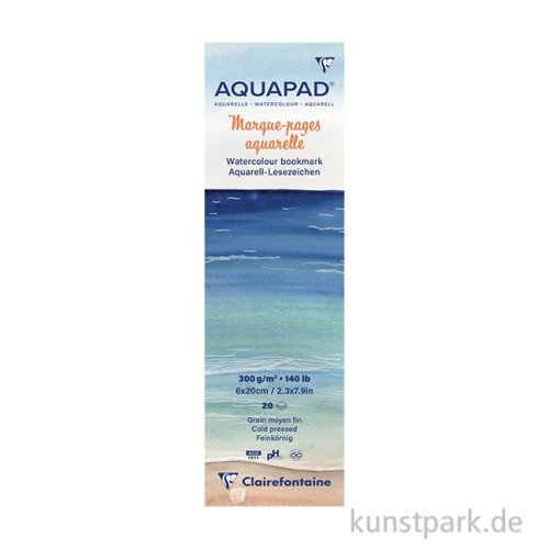 Clairefontaine Aquapad Aquarellpapier, Lesezeichen, 20 Blatt, 300g