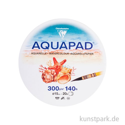 Clairefontaine Aquapad Aquarellpapier, Rund, 15 cm, 20 Blatt, 300g