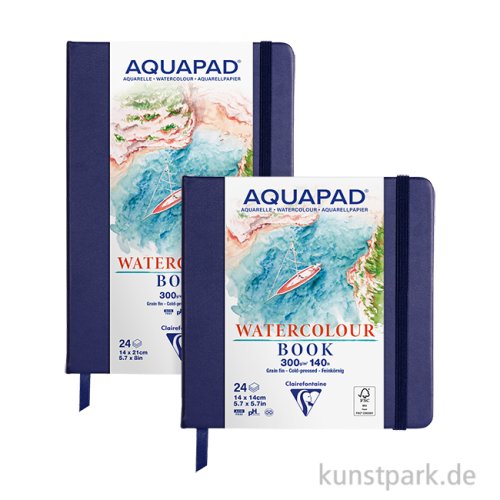 Clairefontaine Aquapad Watercolour Sketchbook, 24 Blatt, 300g