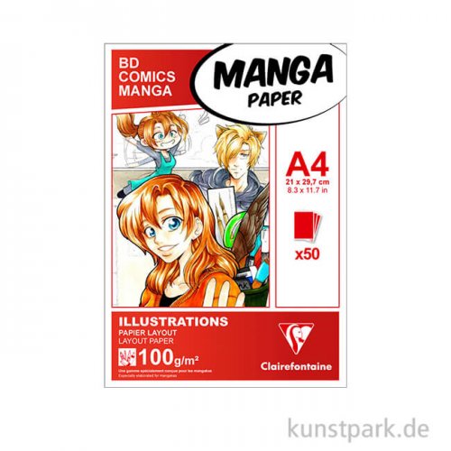 Clairefontaine Manga Block Illustrations, 100 g, 50 Blatt DIN A4