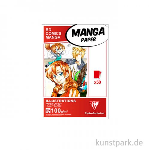 Clairefontaine Manga Block Illustrations, 100 g, 50 Blatt DIN A5