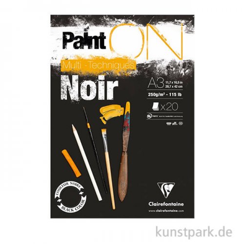 Clairefontaine - Paint'ON Papier - Noir, 250 g, 20 Blatt DIN A3