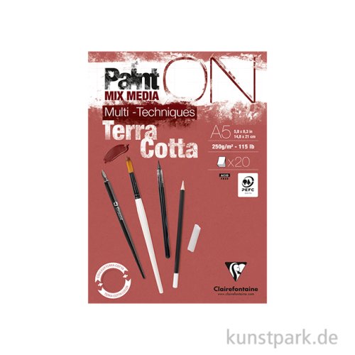 Clairefontaine Paint'ON Papier, Terracotta, 250 g, 20 Blatt DIN A5