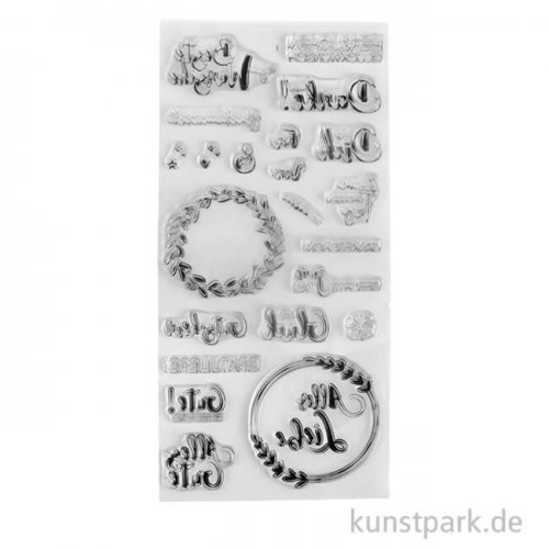 Clear Stamps - Viele Wünsche, 97 x 205 mm, 22 Motive