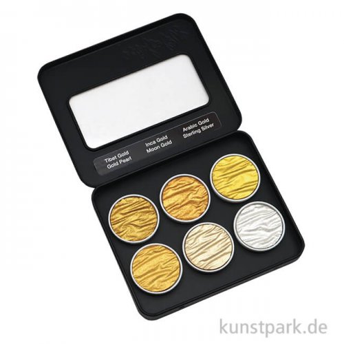 COLIRO Pearl Colors - 6 Perlglanzfarben im Metallkasten, Gold & Silver