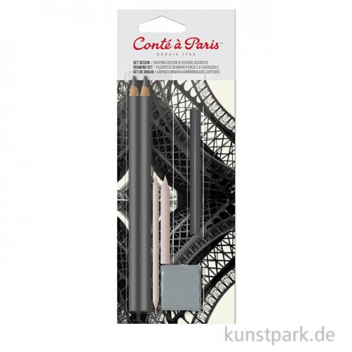 Conte Drawing Set - Graphitstifte, Zeichenkohle und Zubehör