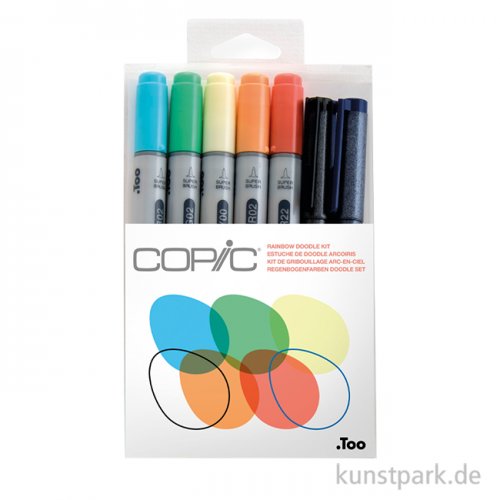 COPIC Doodle Kit - Rainbow, 7 Stifte