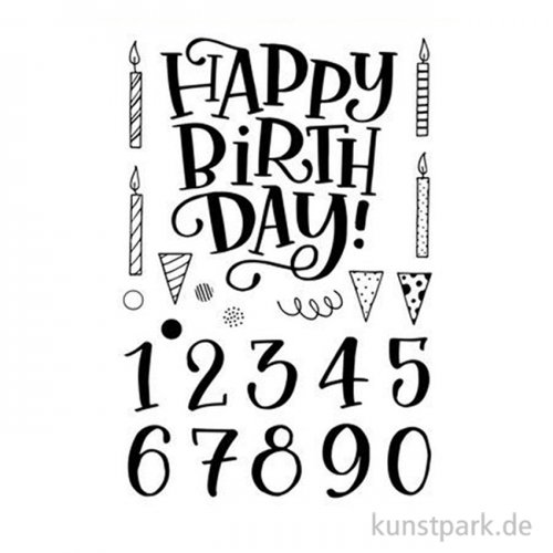 CraftEmotions Clear Stamps - Lettering - Happy Birthday & Numbers, A6