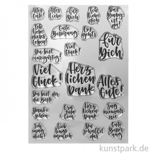 CraftEmotions Clear Stamps - Lettering - Glückwünsche, DIN A6