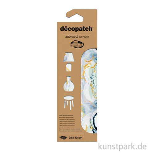 DECOPATCH Papier 797 Marmor Gold-Lila, 3 Stück