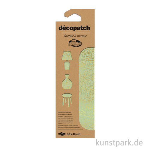 DECOPATCH Papier 870 Muster Gold-Grün, 3 Stück