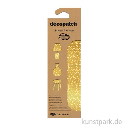 DECOPATCH Papier 889 Muster Gold-Weiß, 3 Stück