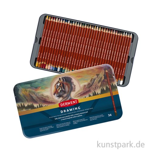 Derwent DRAWING, 36 weiche Sepia-Stifte im Metalletui