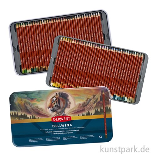 Derwent DRAWING, 72 weiche Sepia-Stifte im Metalletui