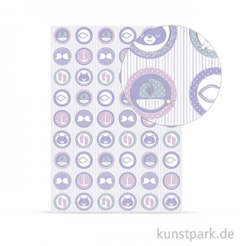 Designkarton Meine Taufe - Mädchen Symbole, DIN A4, 200 g