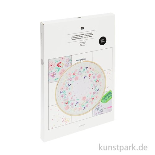 Diamond Painting Set, Blumenkranz, Durchmesser 20 cm, 14-teilig