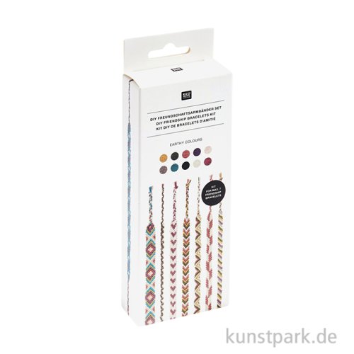 DIY Freundschaftsarmbänder Set, Earthy Colours, 10 x 8 m Garn