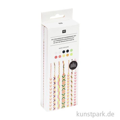 DIY Freundschaftsarmbänder Set, Neon Colours, 10 x 8 m Garn