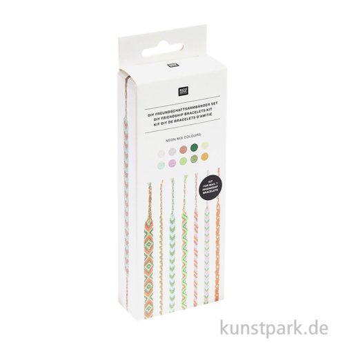 DIY Freundschaftsarmbänder Set, Neon Mix, 10 x 8 m Garn