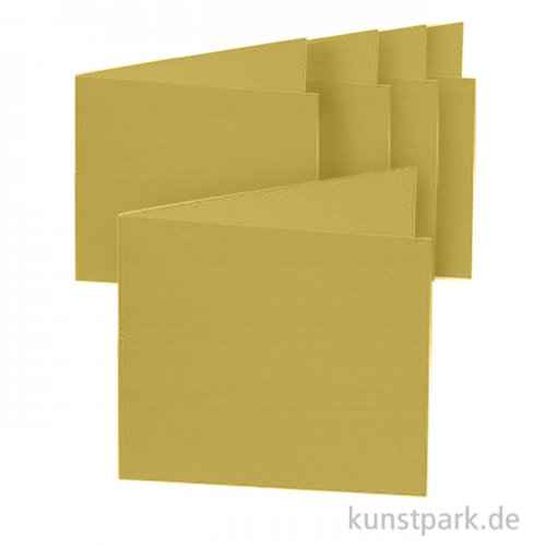 Doppelkarten quadratisch - Gold, 13,5cm, 5 Karten + Kuverts + Einlagen