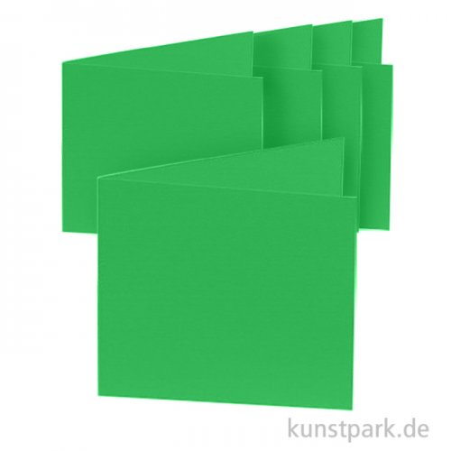 Doppelkarten quadratisch - Grün, 13,5cm, 5 Karten + Kuverts + Einlagen