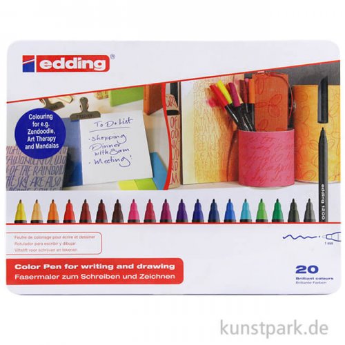 edding 1200 Colourpen Set, Metallschachtel mit 20 Farben