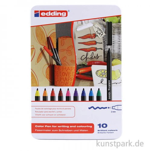 edding 1300 Colourpen Set, Metallschachtel mit 10 Farben