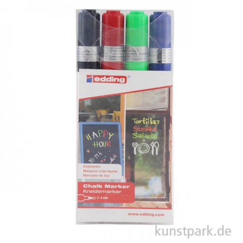 edding 4095 Kreide-Marker Set, Etui mit 4 Farben