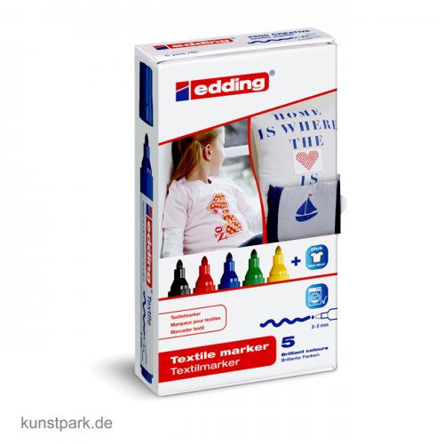 edding 4500 Textil-Marker Set mit 5 Farben
